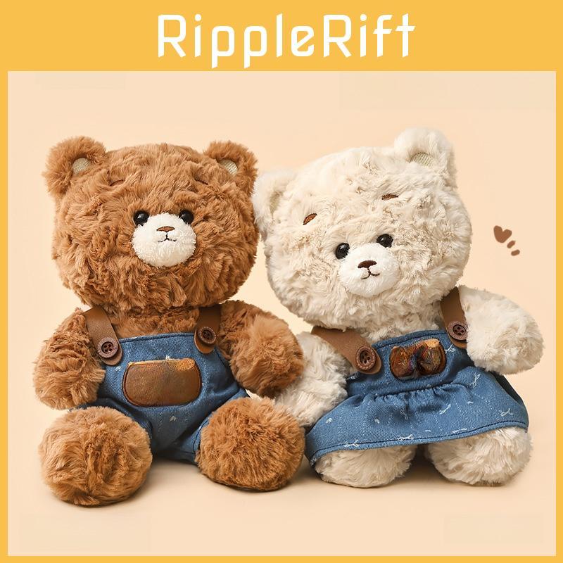 Embroidered Cartoon Cute Denim Overalls Teddy Bear Plush Toy For Gift Children