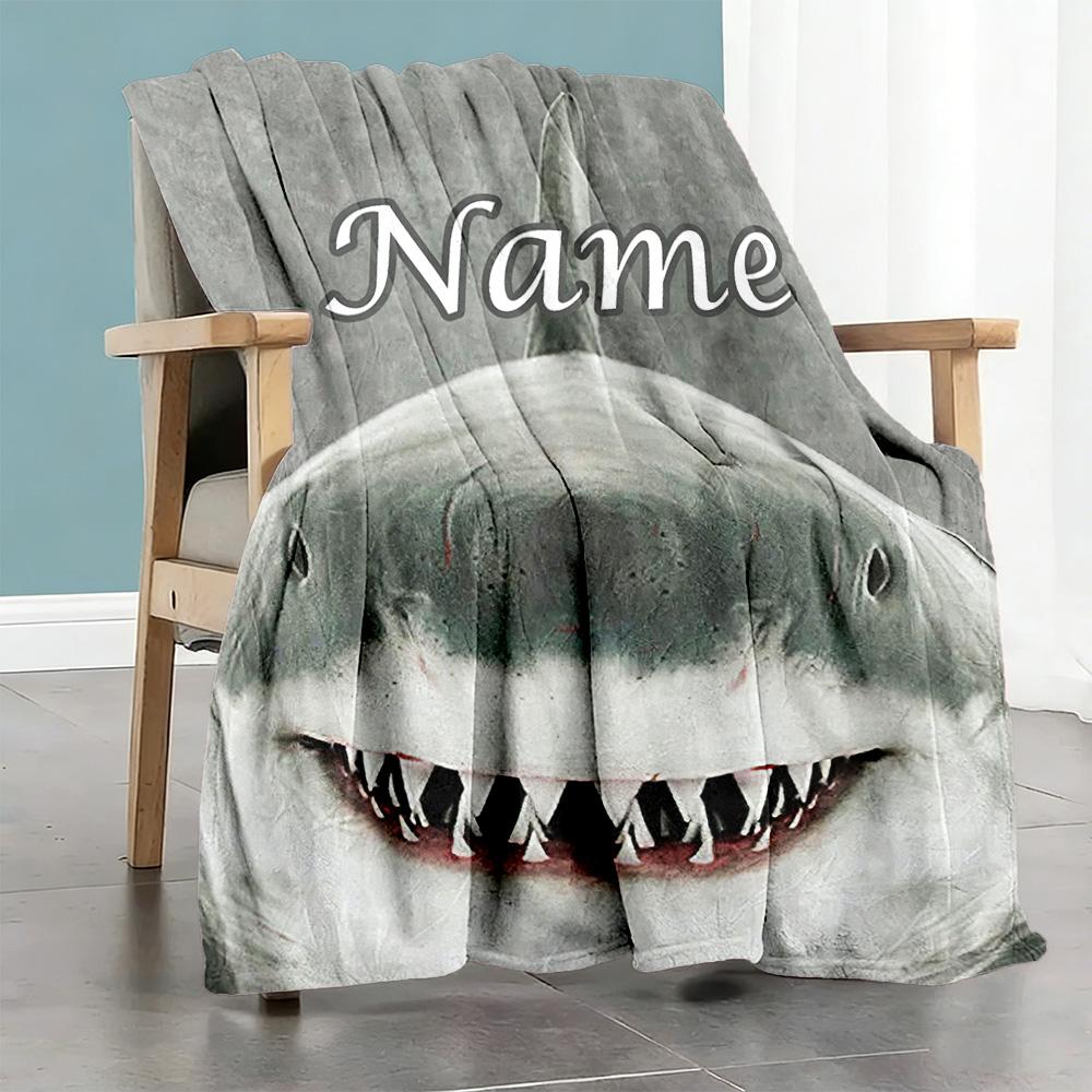 Shark78 Personalized Text Blanket Cozy Personalized Blanket Warmthful Decor Versatile for Office Chair Seaside Home Decor Picnics for All Occasions