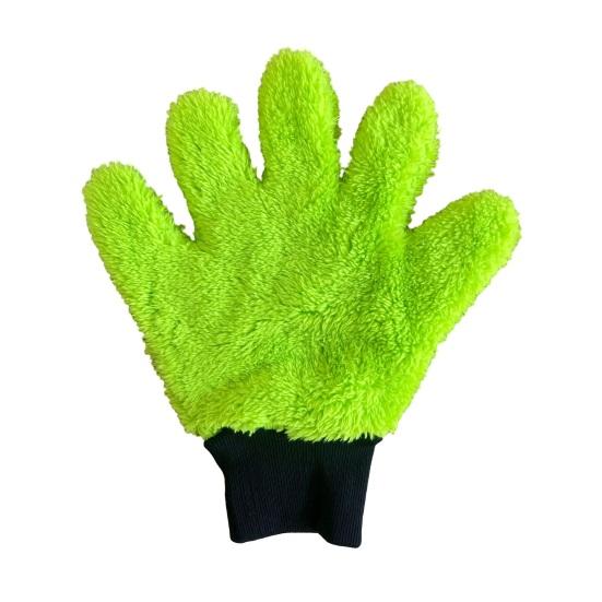 1 Stück beidseitiger dicker Plüsch-Waschhandschuh für das Auto, weicher 5-Finger-kratzfreier Handschuh für die Schaumreinigung, wasserdicht, Handgelenk, Detailpflege