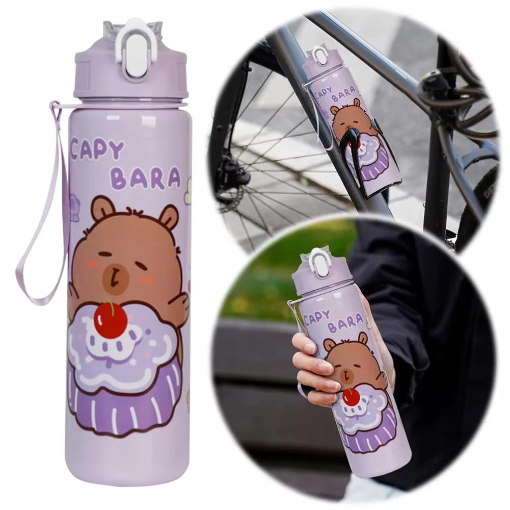700ml Capybara Cute Water Cup with Straw & Handle Travel Water Cup Large Capacity Kawaii Water Bottle for Boys Girls Daily Use