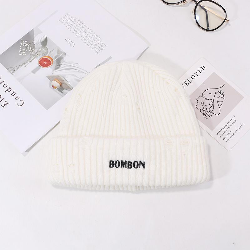 High Quality American Casual Hat Men and Women Winter Ripped Wool Hat Warm Ear Protection Knit Hat Letter Cold Hat