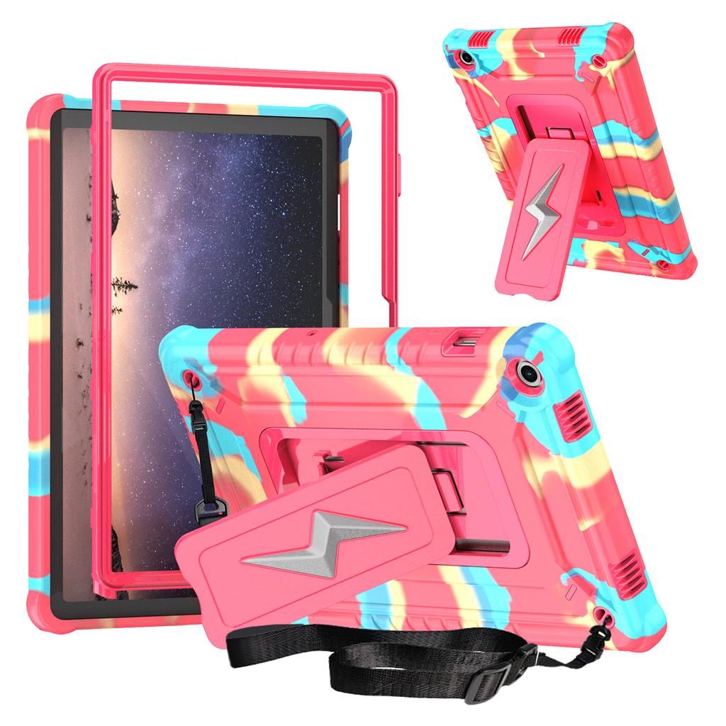 For Samsung Galaxy Tab A9+ Case Kickstand PC + Silicone Tablet Cover with Shoulder Strap