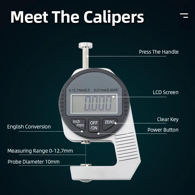 Digital Thickness Gauge Measuring Tools Electronic Thickness Meter Measure Thickness Of Paper Cloth Thin Metal Micrometer 0.01mm