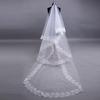 Womens Short Fingertip Length 1 Tier Lace Edge Wedding Bridal Veil Bride Tulle Hair Accessories Without Metal Comb