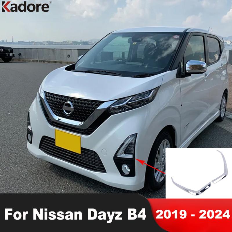 For Nissan Dayz B4      2024 Chrome Car Front Fog Light Lamp Eyebrow Cover Trim Head Foglight Eyelid Trim