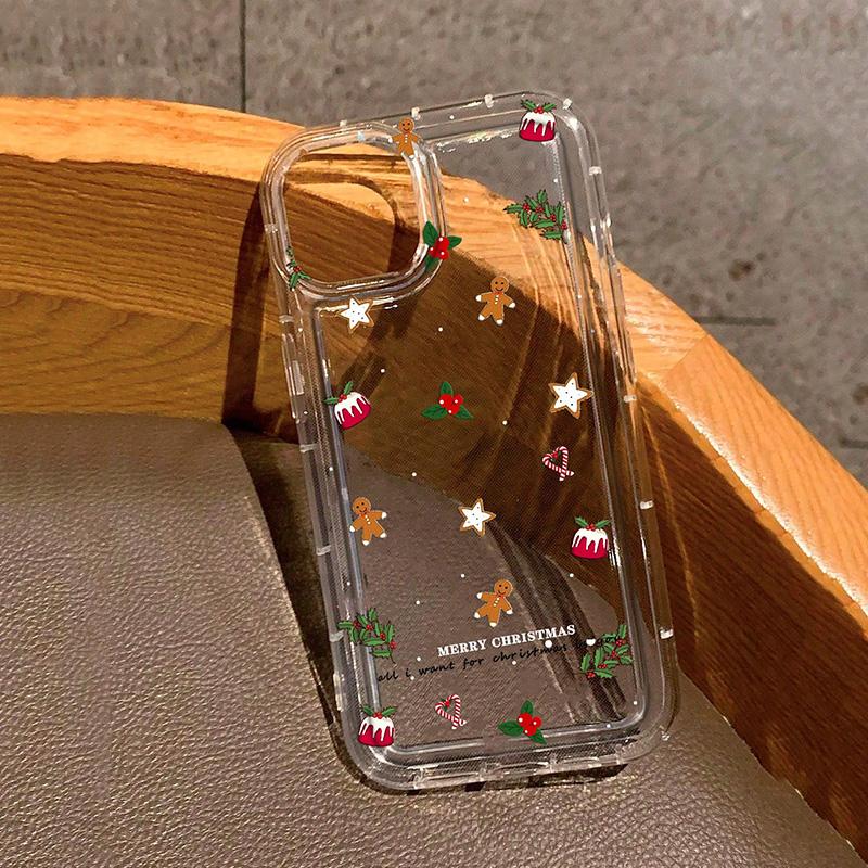 Christmas Pattern Print Clear Case For iPhone 17 Pro Max 16 15 14 13 12 11 17 Air Cover