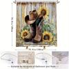 Western Rustic Cowboy Boots & Sunflowers Shower Curtain - Realistic Digital Art, Water-Resistant Polyester
