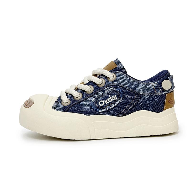 Zhang Hao Nan Bowan Smiled Canvas Shoes Tide Couple Casual Shoes Women's White Camellia Heightening Big Head Board Shoes Men