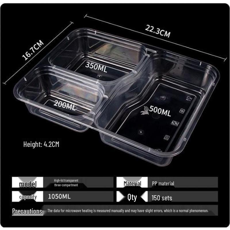 Custom Multi-Compartment Disposable Food Containers - 4, 5, or More Compartments - Takeaway Bento Fast Food Boxes, Rectangular Lunch Boxes
