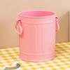 Pen Holder Pencil Bucket Plastic Makeup Brush Organizer Desktop Stationary Supplies Container with Handles for Office School Home Pink