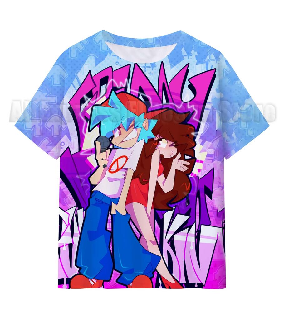 Friday Night Funkin 3D T Shirts Kids Children Game T-shirts Boys Girls Cartoon Anime Tshirts Summer Toddler Tee Streetwear