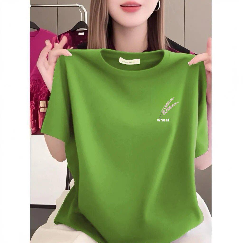 Korean Style Casual Women's Summer Slimming Print T-Shirt, Perfect for Middle-aged and Elderly