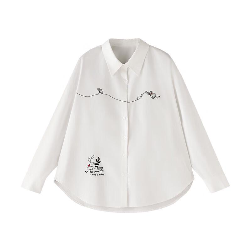 CHUYU Women's Cotton Embroidered Polo Collar Shirt