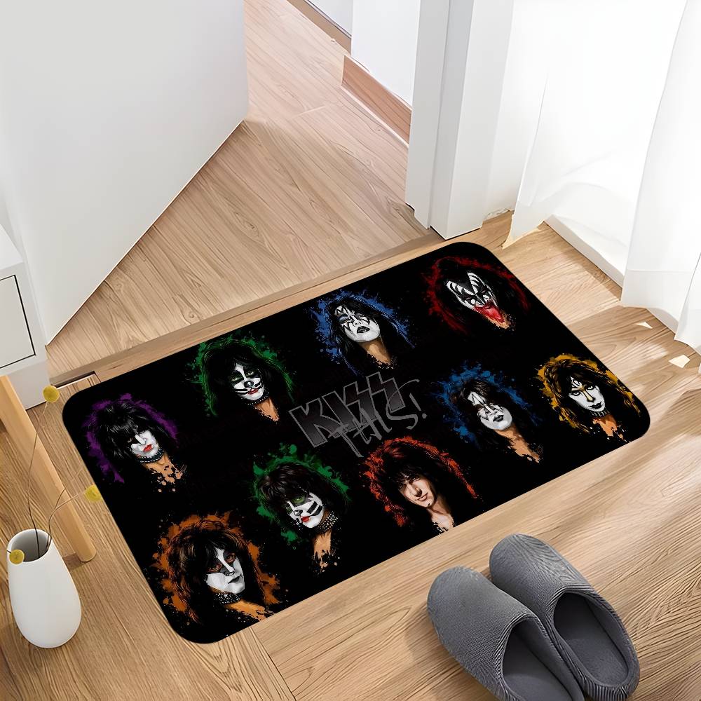 K_Kiss Band Hallway Carpet Washable Non-Slip Living Room Sofa Chairs Area Mat Kitchen Doormat Area Rug