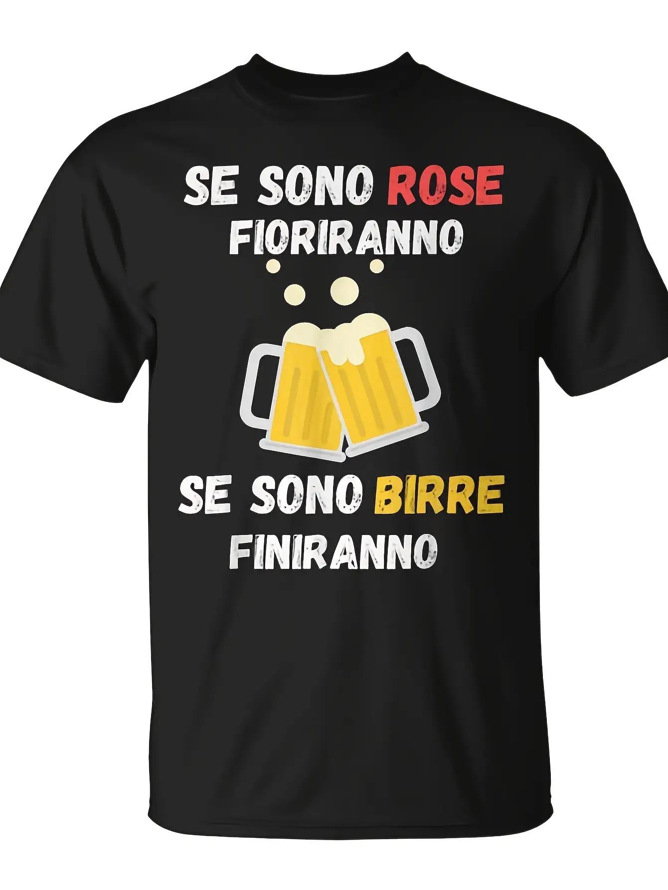 T-Shirt y2k Italian Beer Phrases & Black XL