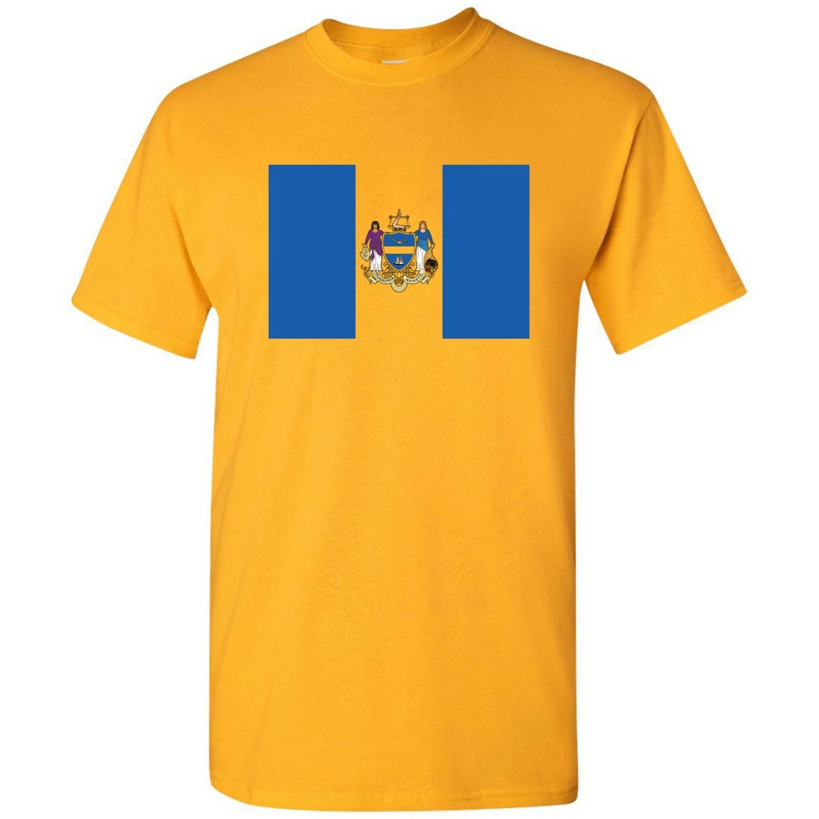 Philadelphia US City Flag Basic Cotton T-Shirt - Gold L