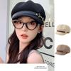 PU Octagonal Hat Korean Style Painter Hat Breathable Hollow Weave Beret  Outdoor