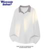 Wassup Sohot Men's American Style Vintage Long Sleeve Polo Shirt
