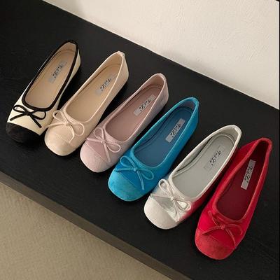 Shoes Bow Blue Small Single Shoes Flat Ballet Shoes Early Spring New Soft-soled Women's Shoes Ladyshoes