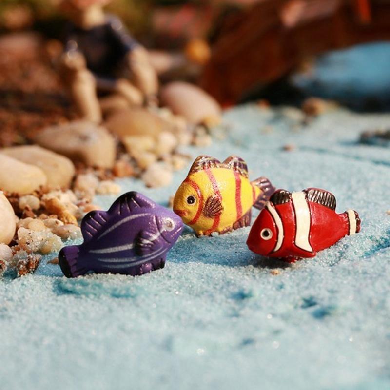 5Pcs/Lot Random Miniature Tropical Fish Fairy Garden Terrarium Figurine DIY Bonsai Craft