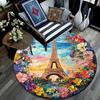 Eiffel Tower Paris Round Area Rug,Carpet Rug for Living Room Bedroom Sofa Playroom Decor,Non-slip Floor Mat