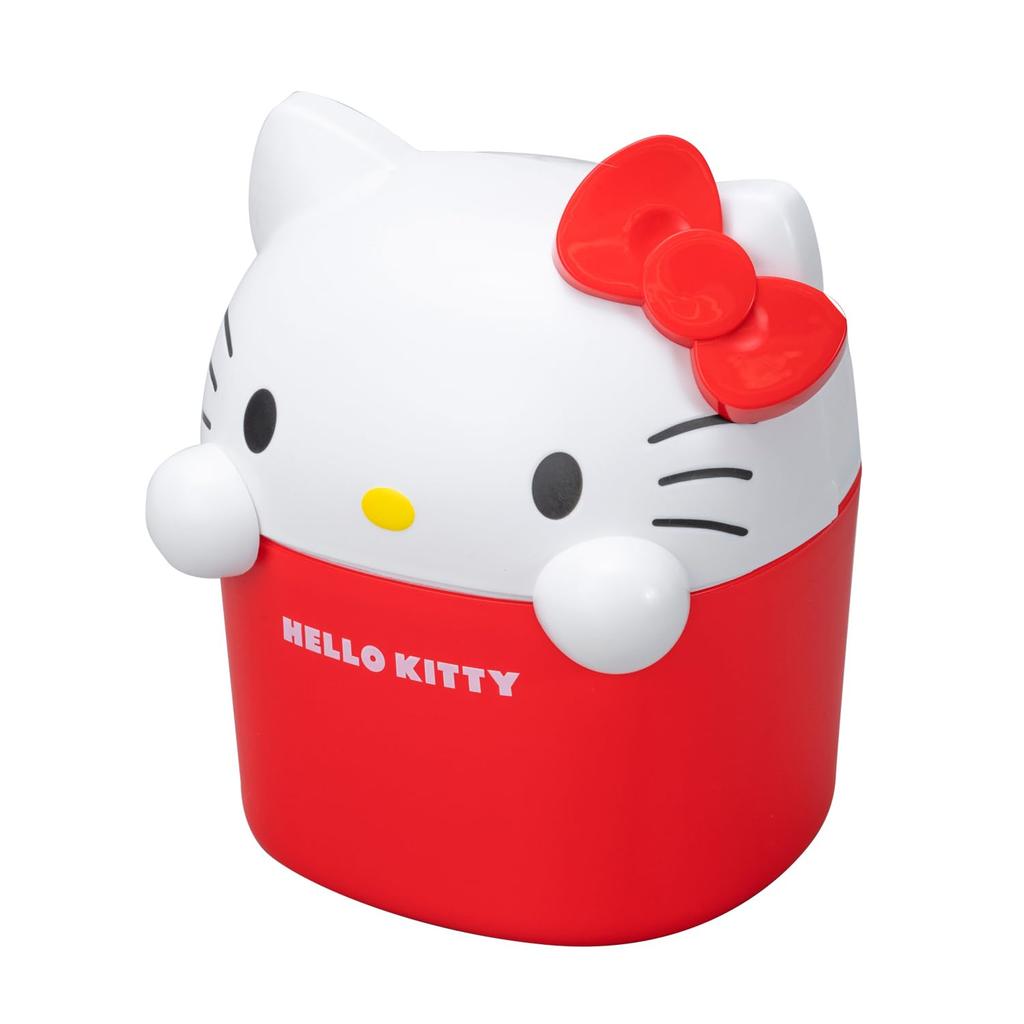 SEIWA Car Accessories Hello Kitty Dustbin IMP338 with Lid and Officially Licensed HELLO KITTY SANRIO Sanrio Merchandise Face-Shaped Anti-Tip Weight,