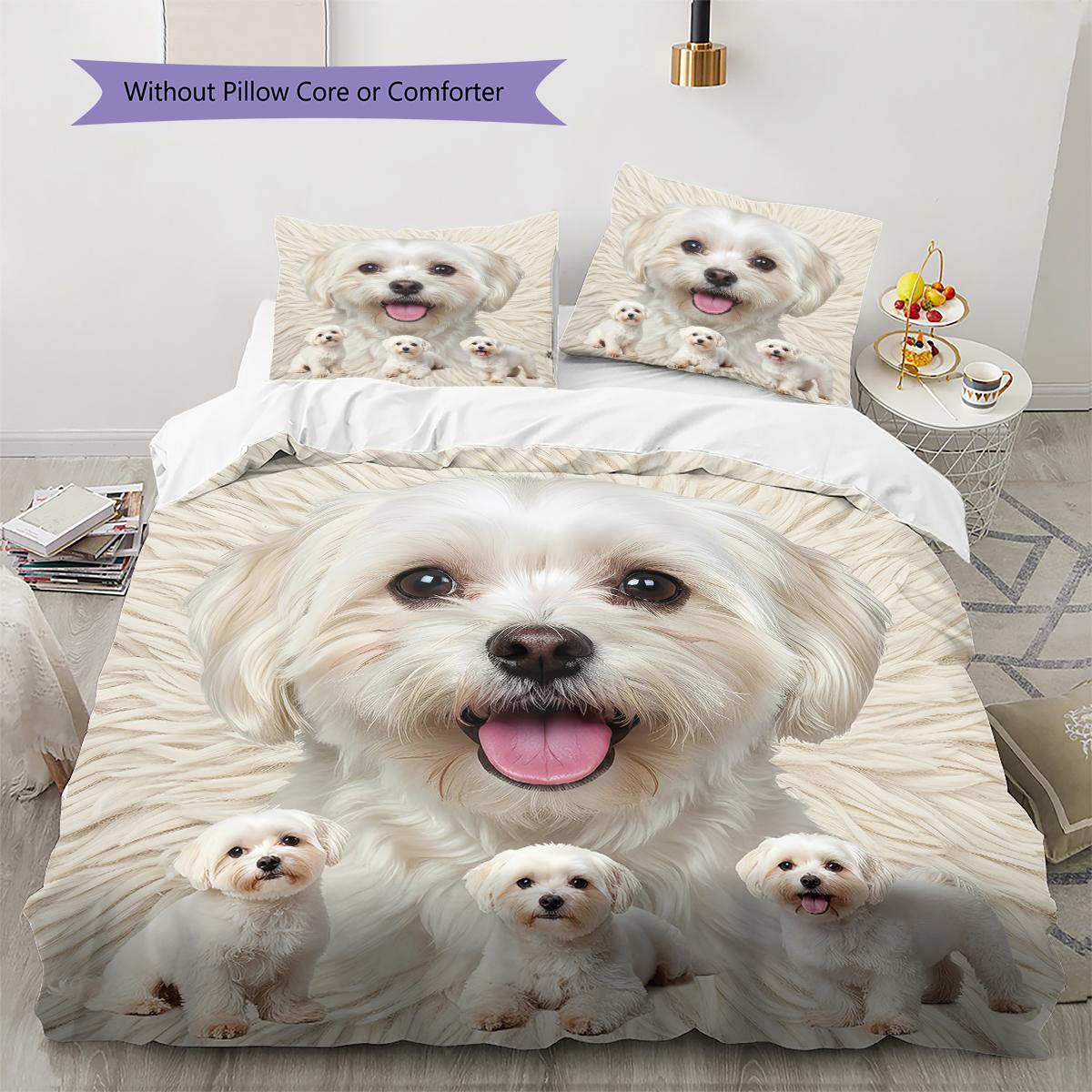 

Lhasa Marejus Dog Pattern Bedding Quilt Set Quilt Cover Pillowcase Home Decoration Gift (1 * duvet cover + 2 * pillowcase, without core) 135x200cm