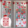 9Pcs 20x30cm Valentine's Day Electrostatic Window Stickers Cute Watercolor Red Heart Pattern Decals for Wedding Party Home Decor