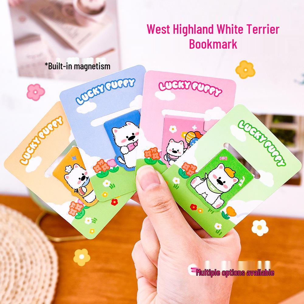Magnetic Cartoon West Highland Bookmark: Cute Page Holder for Students