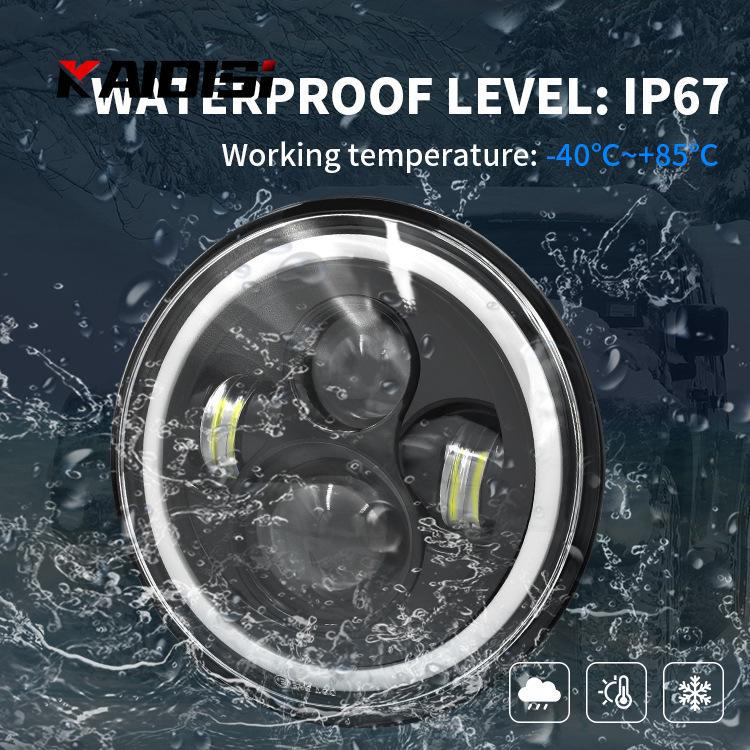 7-Zoll-RGB-Angel-Eye-LED-Scheinwerfer mit 50 W für Wrangler-Auto und Motorrad