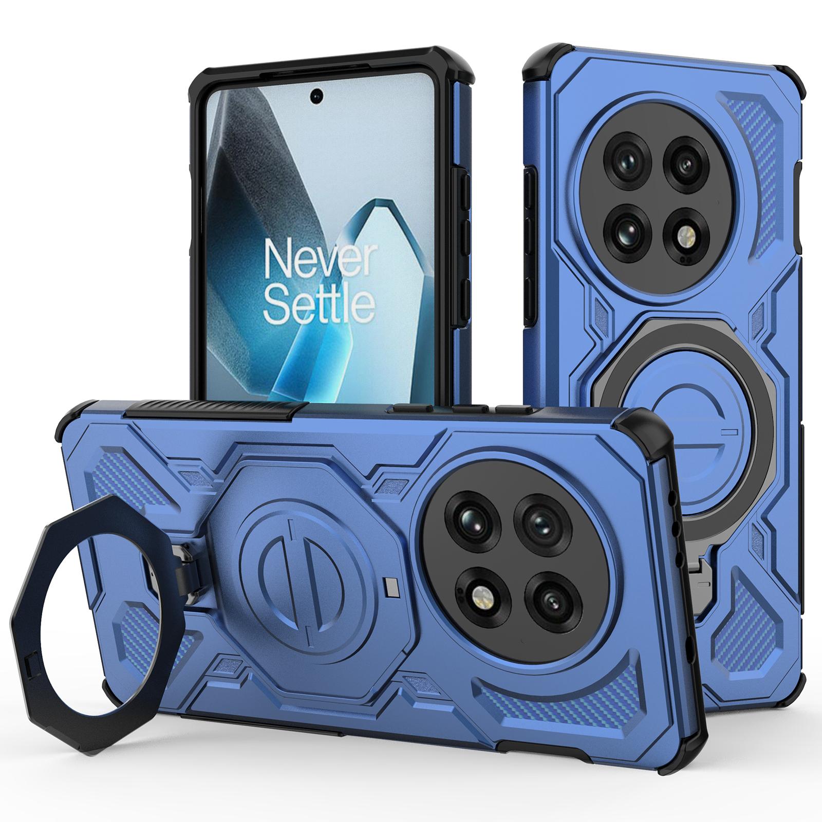 

For OnePlus 13 Magnetic Case Rotating Metal Kickstand PC+TPU Phone Back Cover Dark Blue
