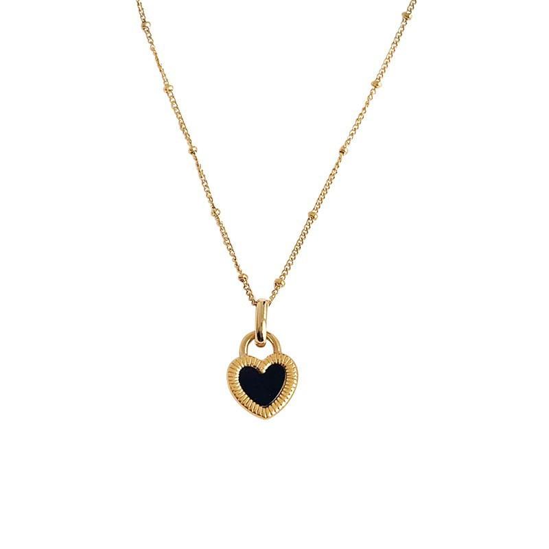 French Style Elegant Natural Pearl Heart Shape Women's All-Match Niche Light Luxury Snake Chain Sweater Chain Real Gold Plating