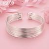 925 Sterling Silver Multi-line Bangle Fashion Jewelry