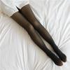 Women's High-Waist Gray Leggings - Faux Transparent, Plus Velvet, Thickened, Skin-Illusion Pantyhose for Autumn & Winter