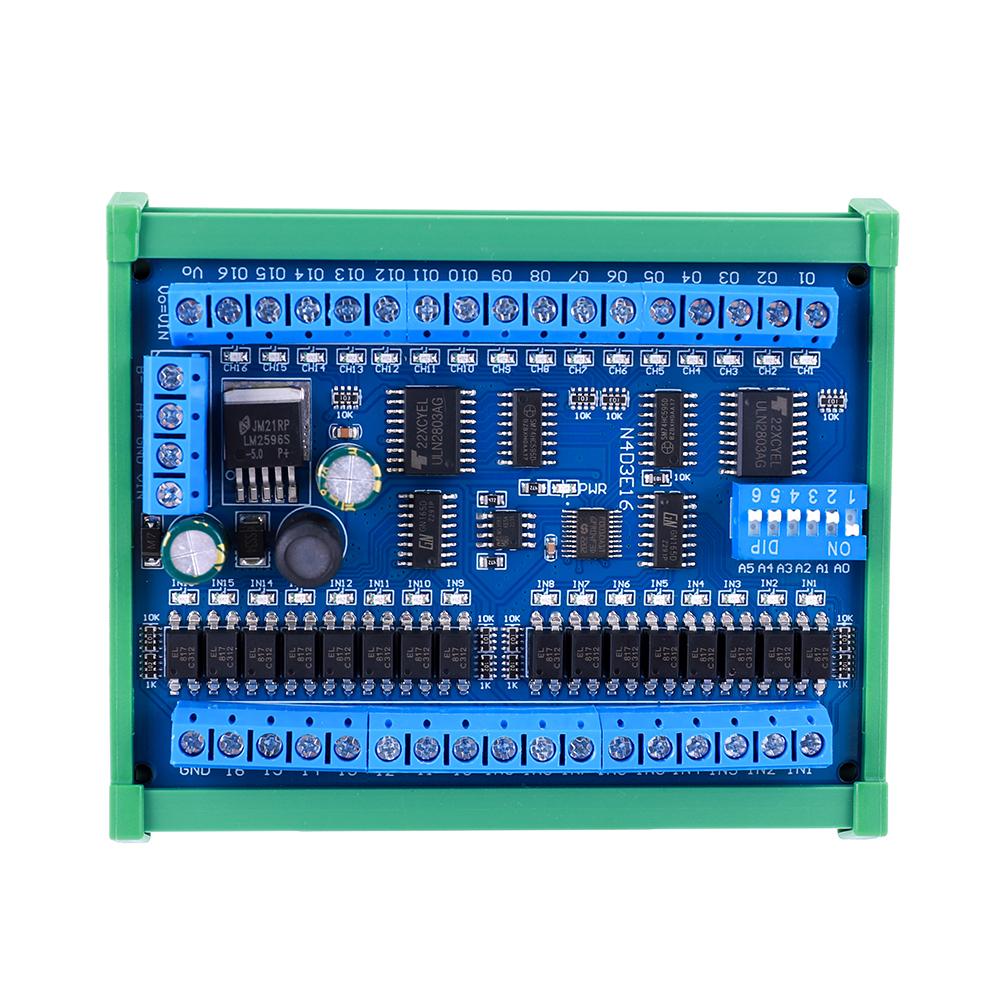 

DC 12V 24V Remote Control Switch 16 Input 16 Output PLC IO Expansion Board 03 06 16 Modbus RTU Module with Rail Box