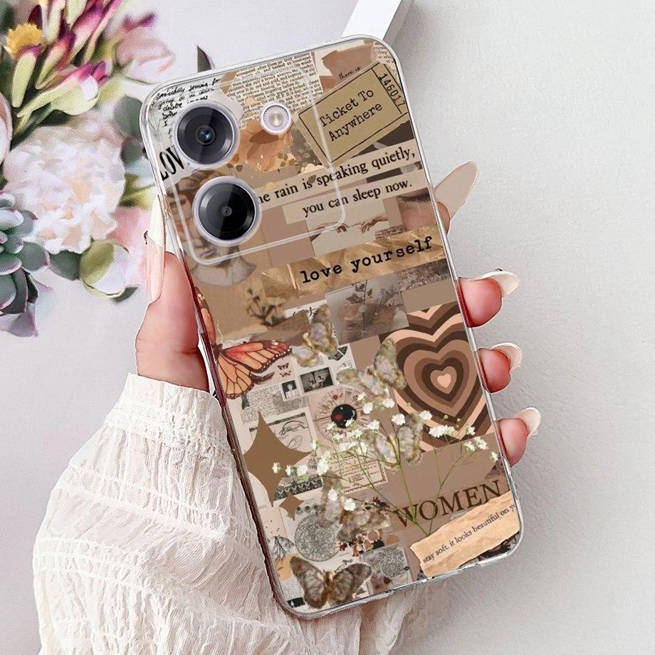 For Xiaomi Poco M7 Pro 5G X7 Pro Back Cover Girly Fashion Flower Butterfly Painting Soft TPU Clear Fundas PocoM7 Pro X7Pro Case