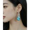 Popular Vintage Bohemian Style Blue Patterned Resin Pendant Earrings