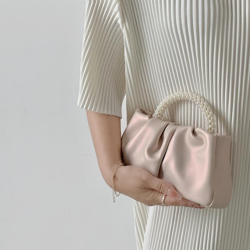 Women's Trendy 2025 Pearl Round Handbag - Pleated Cloud Shoulder Crossbody Bag