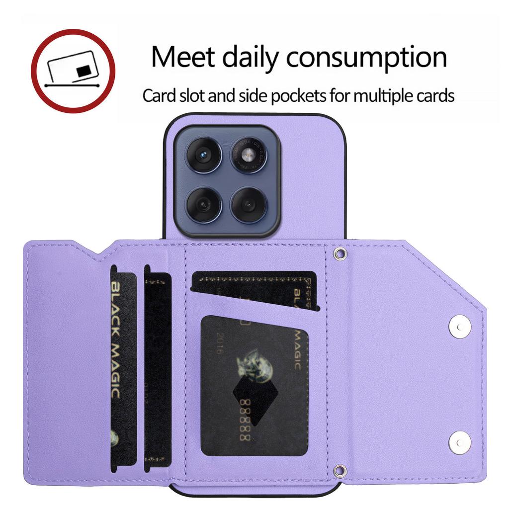 For Motorola Edge 60 5G/Motorola Edge 60s 5G/Motorola Edge 60 Fusion 5G Case Card Holder Kickstand Skin-Touch Phone Cover with Wrist Strap