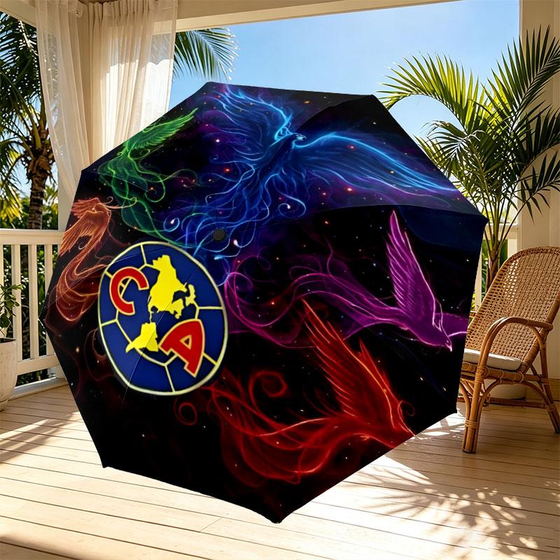 Club America Print Automatic Open Close Umbrella, Portable Foldable Umbrella, for Outdoor Commute Camping Trip, Ideal Birthday Gift
