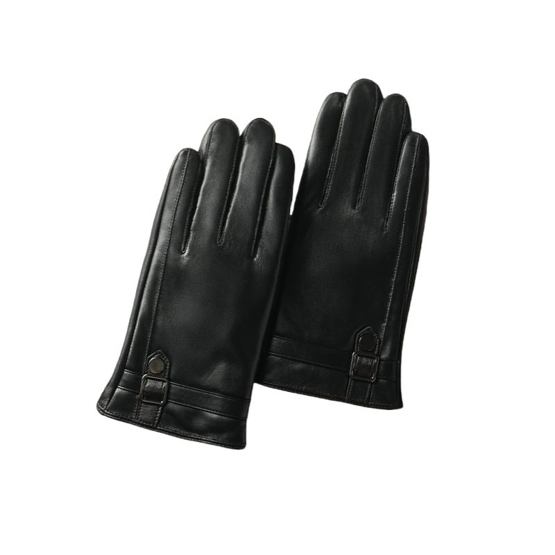 New Genuine Leather Sheepskin Winter Men's Gloves Warm Fleece Driving Cycling Touch Screen Gloves Best Gift For Men