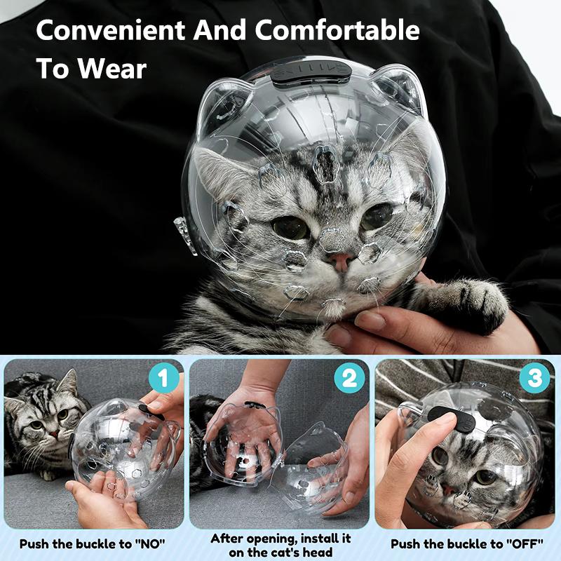 Portable Cat Head Cover Head Protection Space Ball Transparent Bite Proof Scratch Proof Breathable Sturdy Safe Pet Cat Supplies