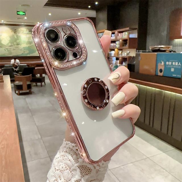 

Прозрачный чехол для телефона с блестящим кольцом-держателем для Iphone 14 13 12 11 Pro Max Xs Max Xr 13pro 14 Plus, противоударный бампер, мягкий чехол For iPhone 13