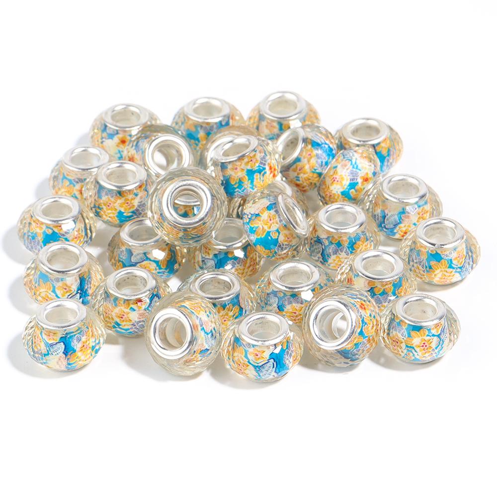 10Pcs/Lot 14×9mm Resin Beads Orange Cut Large Hole Loose Beads For DIY Handcraft Colorful Bracelet Necklace Jewelry Accessories