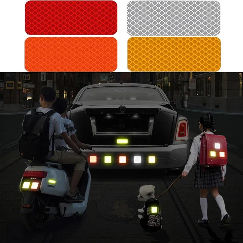 3*8cm Car Bumper Reflective Stickers Reflective Warning Strip Tape Secure Reflector Stickers Decals Safety Warning Tape 10pcs