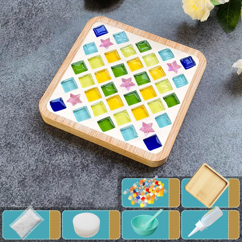 Handmade Diy Mosaic Cup Mat Bottom Bamboo Pad Early Education Free Creation Handicraft Toys