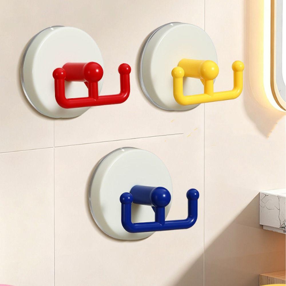 5pcs Double-hook Wall Mounted Hook Vacuum Pressing Bathroom Organiser Kitchen Hook  Kitchen Storage