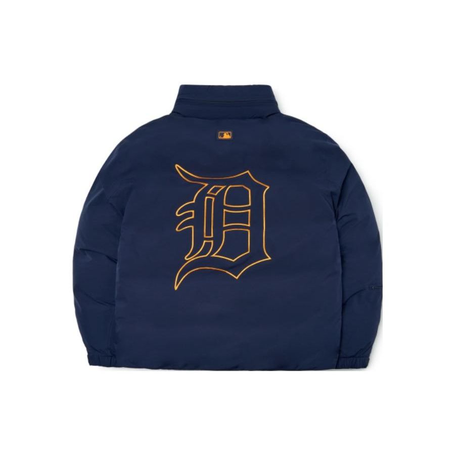 MLB Logo Bear Print High Neck Pullover Down Jacket Short Unisex Jacket Navy-Blue 3ADJB1126-46NYD