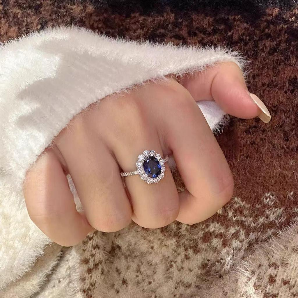 S925 Sterling Silver Sapphire Women's Ring - Light Luxury, High-End, Unique Design, 2026 Hot Style