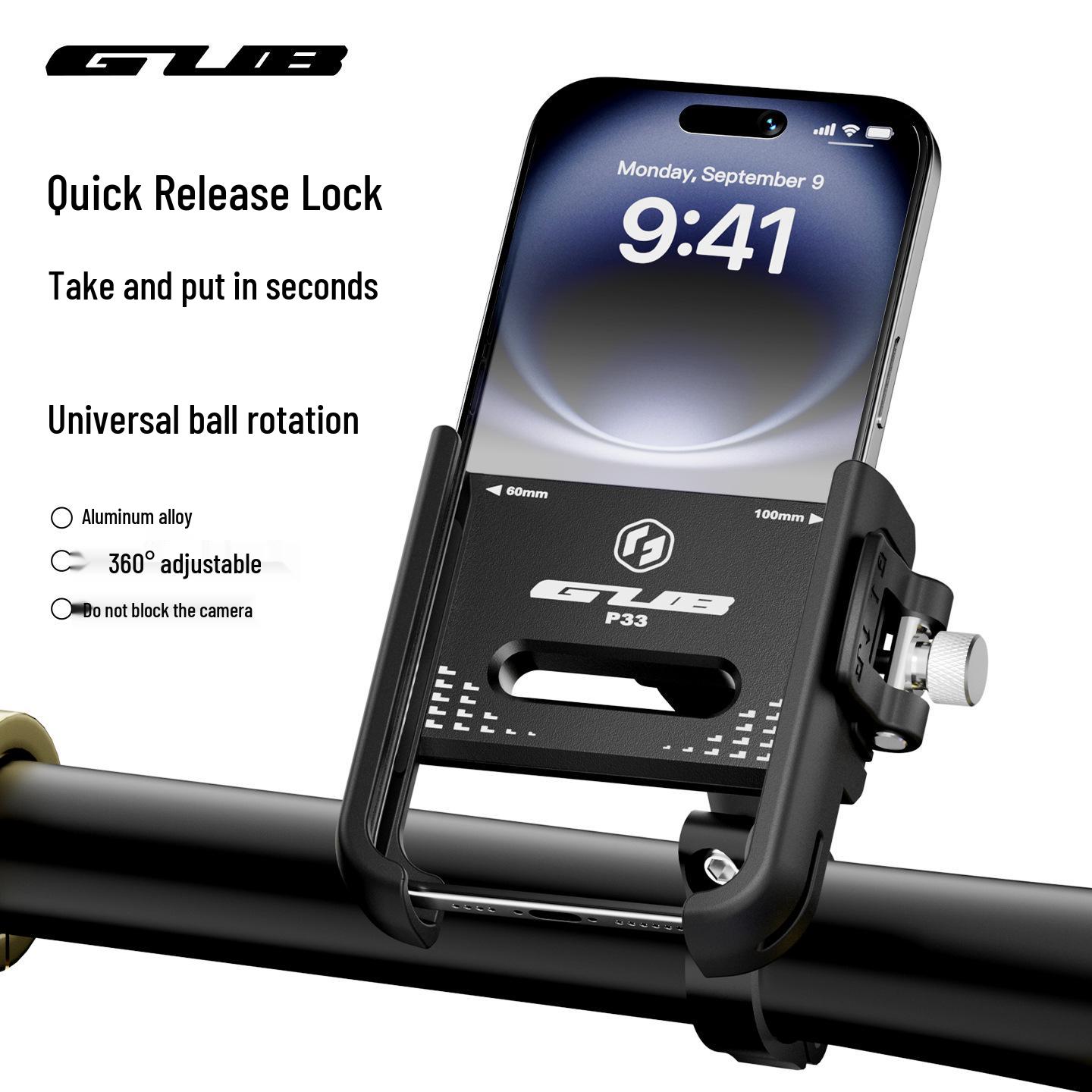 GUB P33 Aluminum Universal Rotating Phone Holder for Bike and Scooter Navigation No